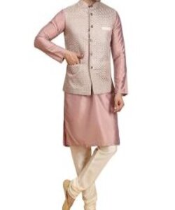 Kurta Jacket Set with Mandarin Collar