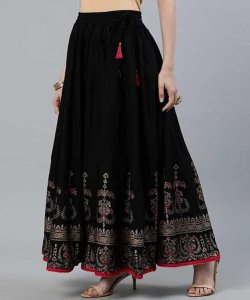 Womens Printed Rayon Shirt Skirt