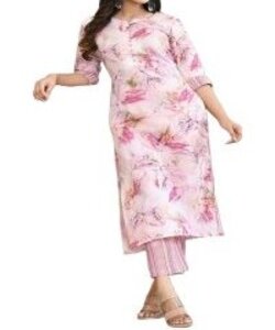 Womens Cotton Straight Kurta with Pant