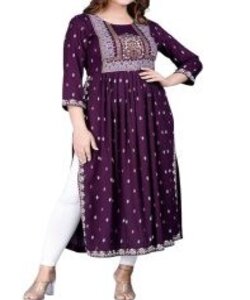 Womens Rayon Printed Flared Kurti